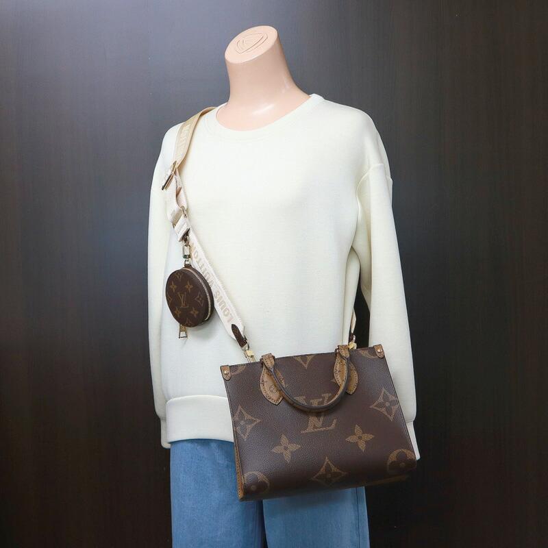 LOUIS VUITTON オンザゴーPM 2WAYバッグ グレージュ LOUIS VUITTON ヴィトン オンザゴーPM 2WAYショルダーバッグ