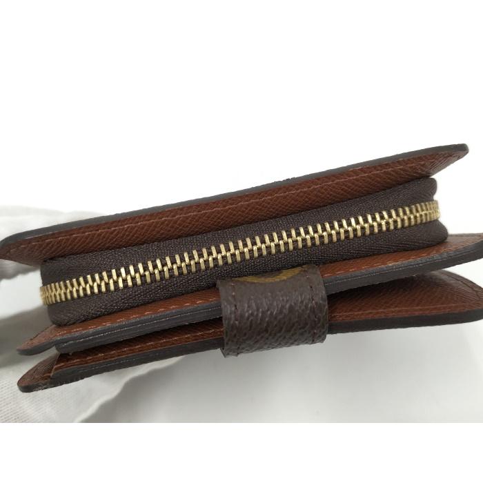 【美品SSS】ルイヴィトン モノグラム コンパクトジップ 二つ折り財布 ブラウン LOUIS VUITTON - LOUIS VUITTON ルイ・ヴィトン コンパクト