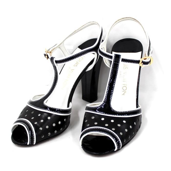 louis vuitton ミュール 黒 【中古】ルイヴィトン サンダル パンチング