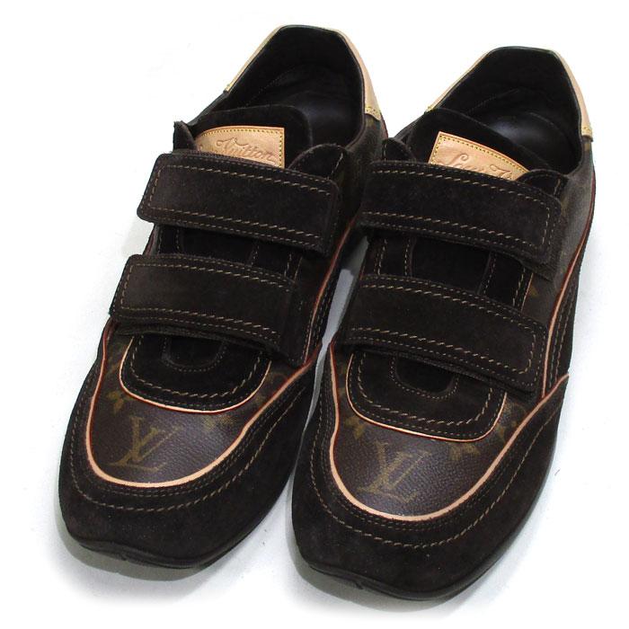 中古】LOUIS VUITTON ベルクロ スニーカー モノグラム スエード 表記 