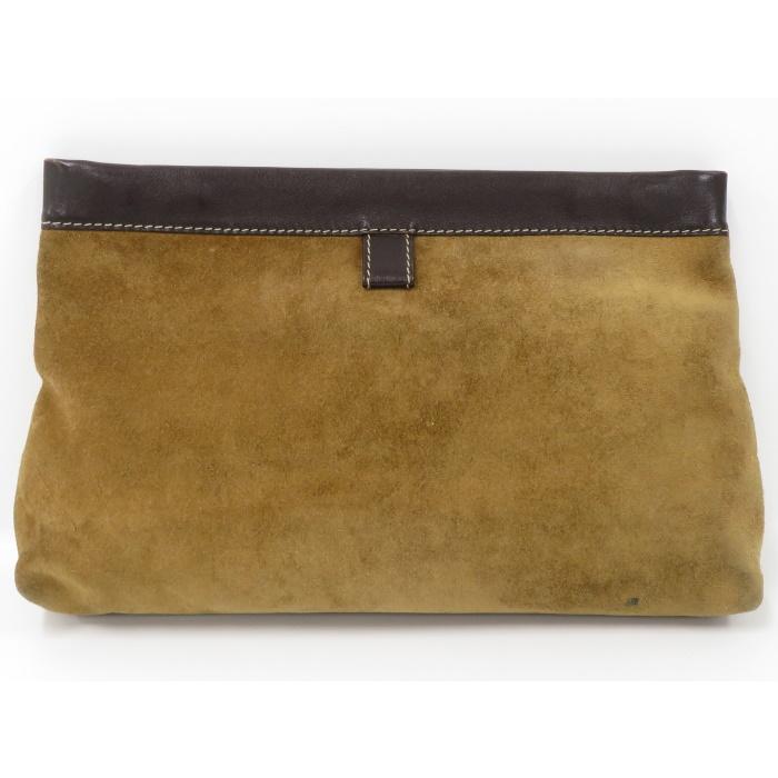 美品LOEWEロエベ クラッチバッグ ポーチ スエード ベージュ系 スペイン製 未使用 ロエベ LOEWE スエード レザー チェーン 2way ショルダー