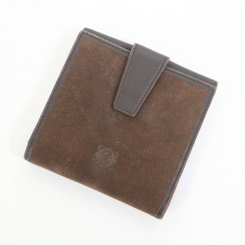 LOEWE ロエベ 2つ折り財布 スエード ダークブラウン : JJコレクション