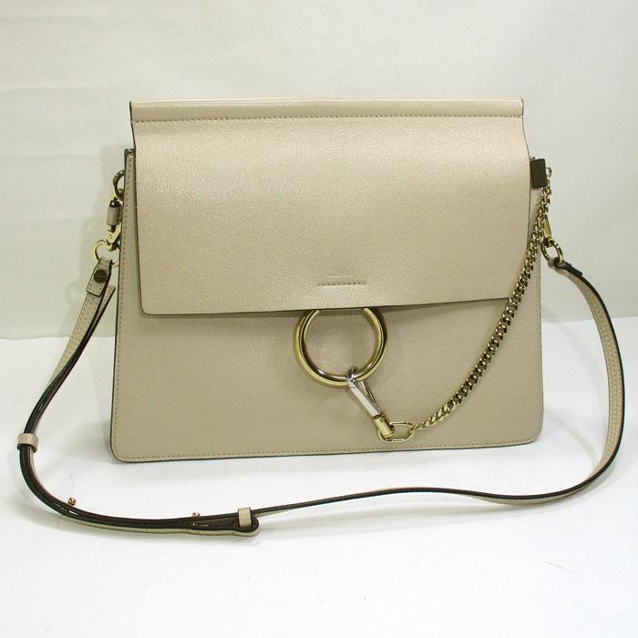 Chloe 【中古】Chloe フェイ FAYE ショルダーバッグ レザー ベージュ 