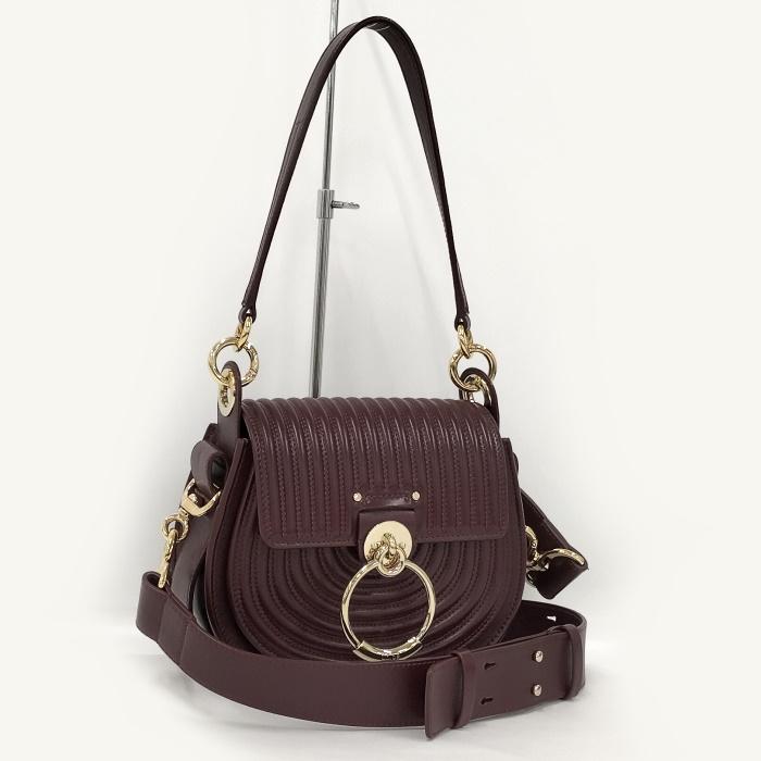 Chloe 【中古】CHLOE テス ショルダーバッグ レザーバーガンディ 