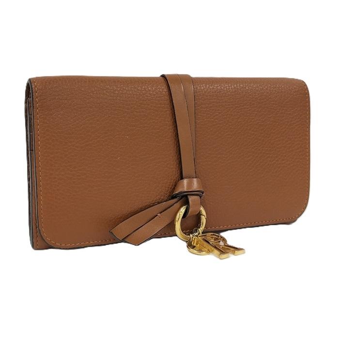 Chloe（クロエ） アルファベット 二つ折り長財布 レザー ブラウン : JJ 