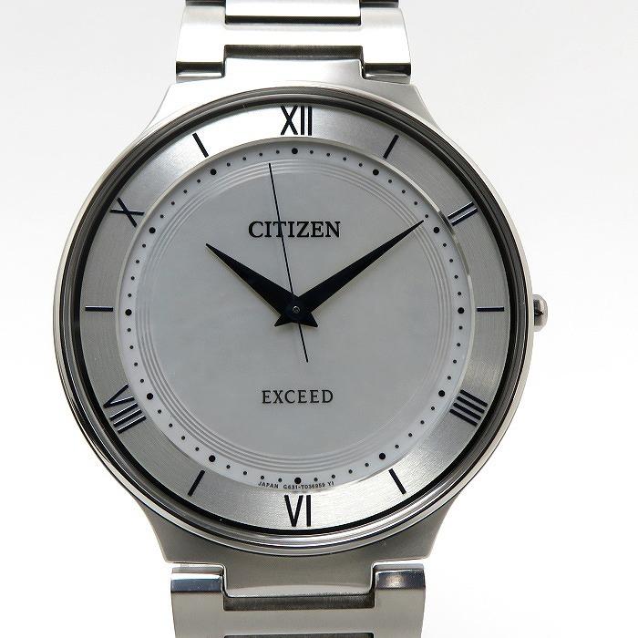 【美品】シチズン エクシード 11Pダイヤ シェル文字盤 電波ソーラー チタン 人気のネイビー文字盤 シチズン 高級ライン エクシード 電波