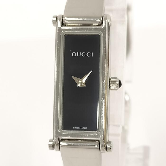 GUCCI レディース腕時計 バングルウォッチ クオーツ SS ブラック文字盤