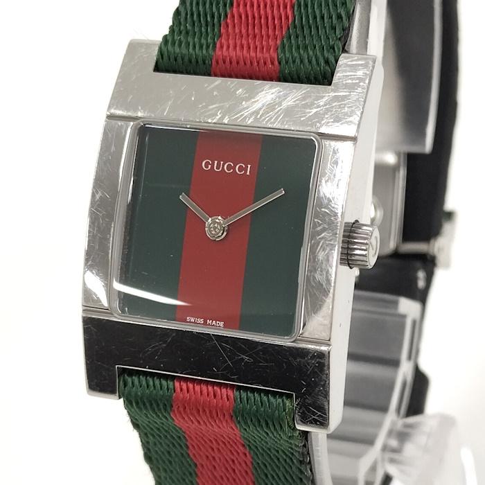 GUCCI 7700L デイト レディース時計 革ベルト