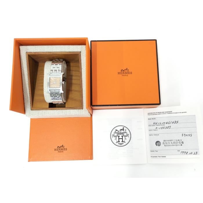 【中古】HERMES レディース 腕時計 Hウォッチ クオーツ SS オレンジ文字盤 HH1.210｜jjcollection2008｜10