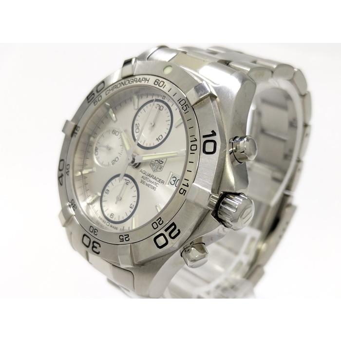 【中古】TAG HEUER アクアレーサー クロノグラフ メンズ 腕時計 自動巻き SS シルバー文字盤 CAF2111｜jjcollection2008｜03