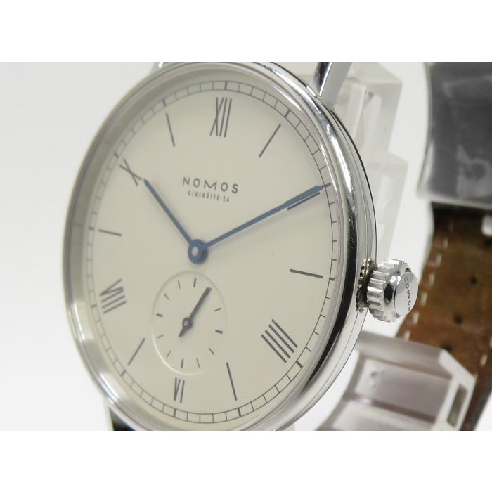 NOMOS Glashutte タンジェント 35 手巻き 時計 レザー SS アイボリー ...