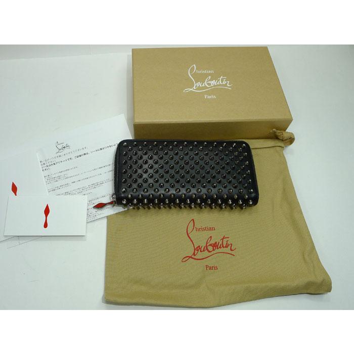 【中古】Christian Louboutin ラウンドファスナー 長財布 パネトーネ ウォレット スパイクスタッズ レザー ブラック ガンメタリック 1175099｜jjcollection2008｜07