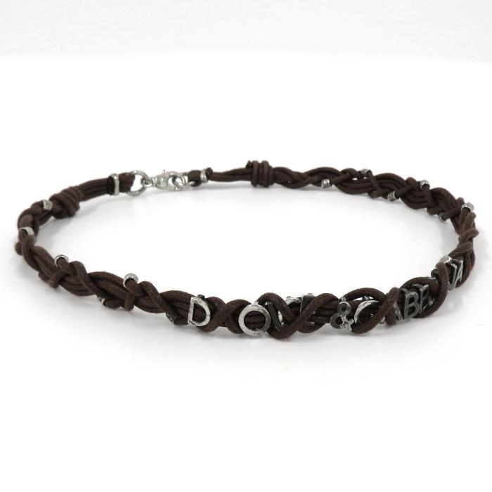 DOLCE&GABBANA 【中古】Dolce&Gabbana レザー チョーカー ロゴ 