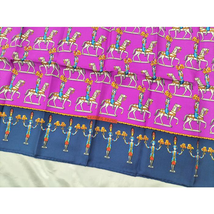 HERMES　エルメス　カレ90　パープル エルメス カレ90 Clips クリップ スカーフ パープル レディース