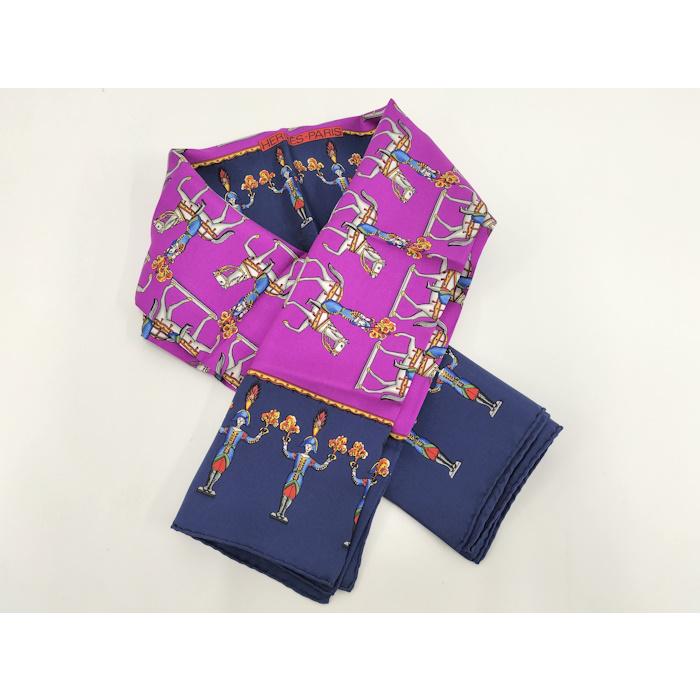 HERMES　エルメス　カレ90　パープル エルメス カレ90 Clips クリップ スカーフ パープル レディース