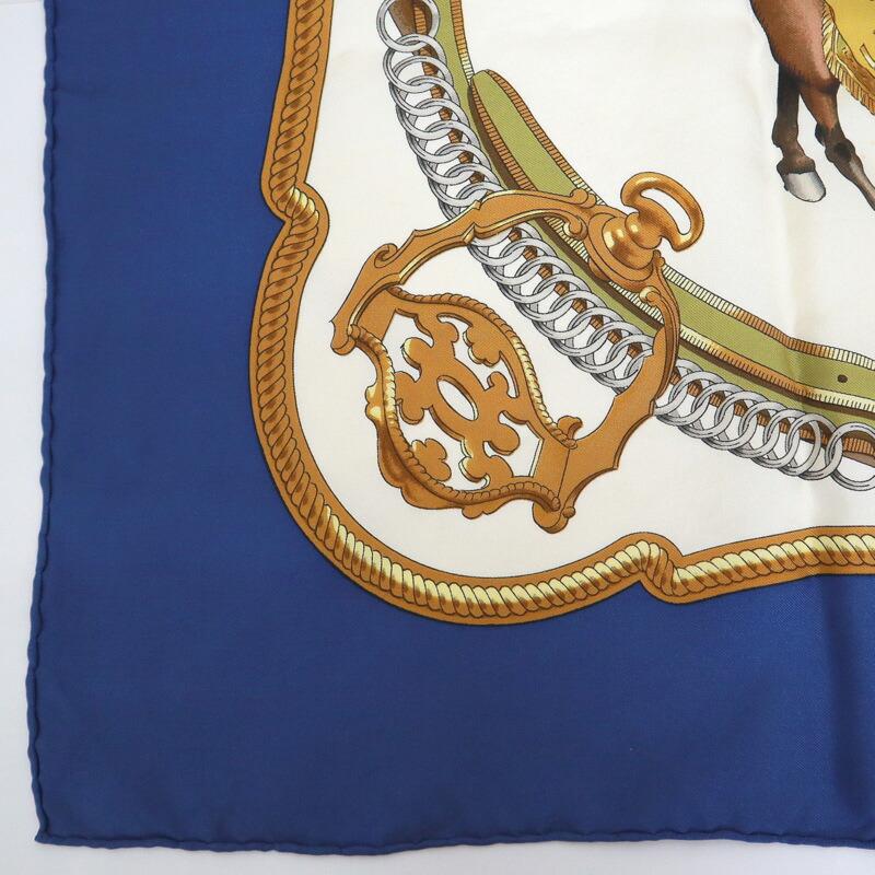 HERMES エルメス カレ90 乗馬風景 シルク ブルー : JJコレクション