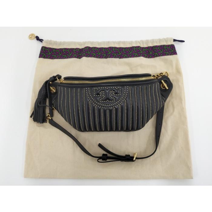 【中古】TORY BURCH ボディバッグ ウエストバッグ フリンジ レザー ブラック｜jjcollection2008｜10