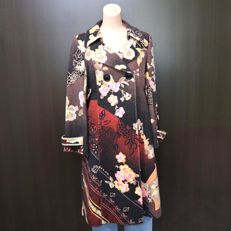 LEONARD レオナール コート ブラウン×マルチカラー アンゴラ×ウール