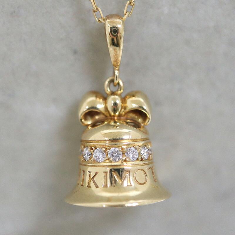 MIKIMOTO ミキモト K18YG×ダイヤ ペンダント・ネックレス ベルモチーフ