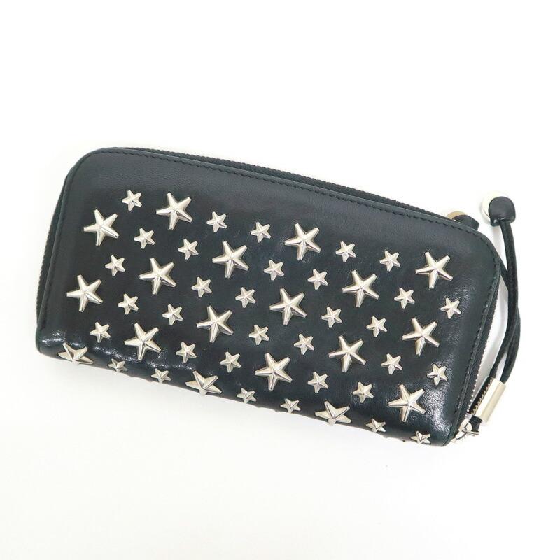 JIMMY CHOO ジミーチュウ 長財布 スタースタッズ ブラック レザー