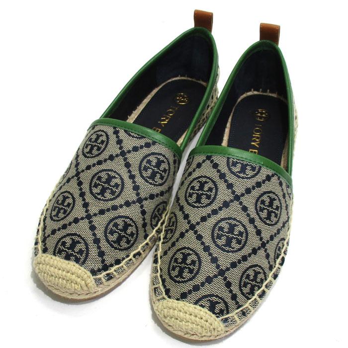 TORY BURCH 【中古】TORY T モノグラム エスパドリーユ フラット 