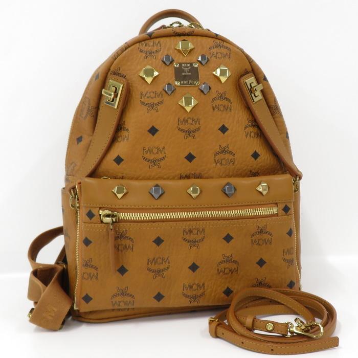 中古 Mcm メンズファッション リュックサック ヤフー店の ヴィセントスタークバックパック ロゴグラム ブラウン Jjコレクション ヤフー店 ロゴグラム スタッズ Mmk6sve80co001 売り たい