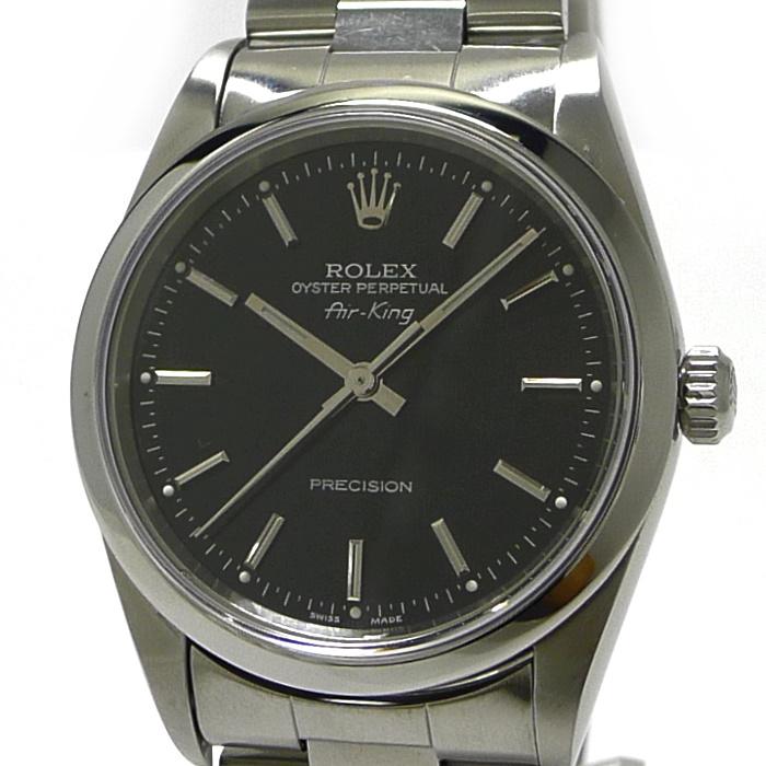 ROLEX エアキング 自動巻き SS ブラック文字盤 K番 14000M : JJ  