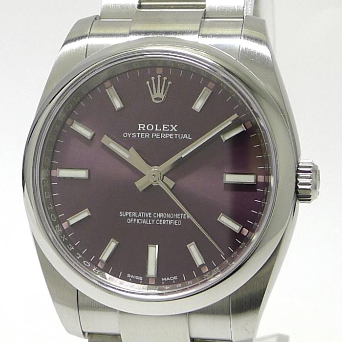 ROLEX オイスターパーペチュアル34 自動巻き SS パープル文字盤  