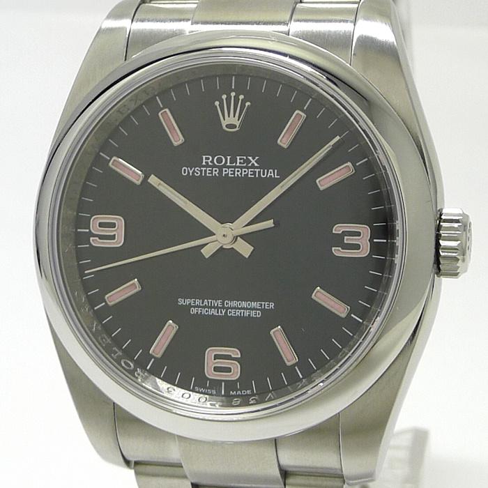 ROLEX オイスターパーペチュアル 自動巻き SS ブラック文字盤 V番  