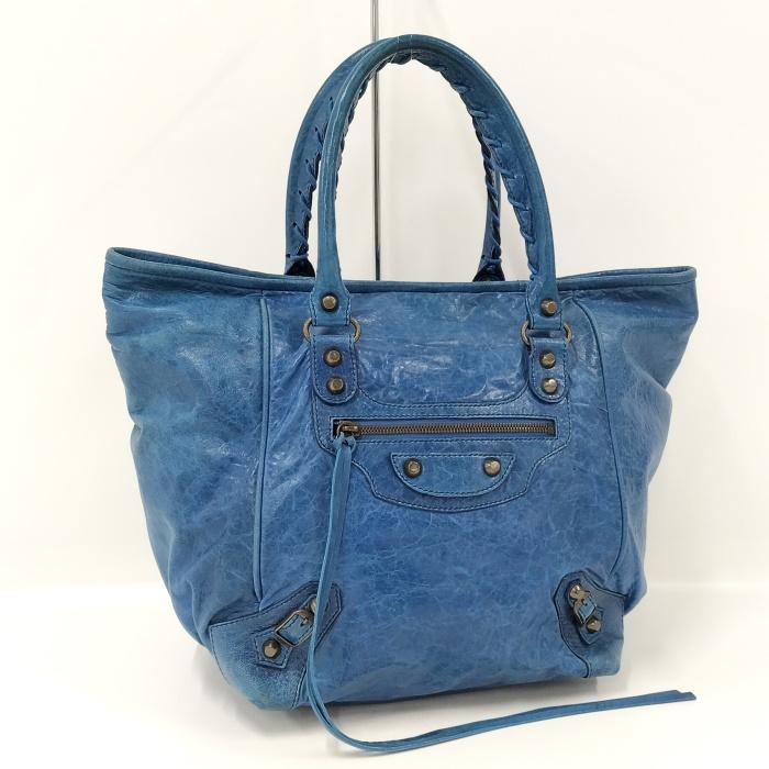 BALENCIAGA ザ サンデー トートバッグ ハンドバッグ レザー ブルー 