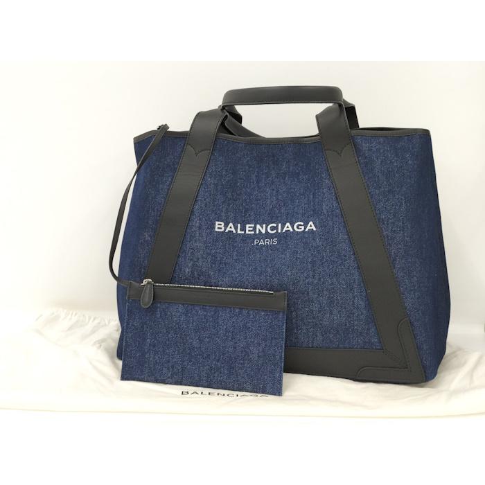 【美品・正規品】バレンシアガ ネイビーカバス デニム ポーチ付 トートバッグ 青 美品・正規品】バレンシアガ ネイビーカバス デニム ポーチ付