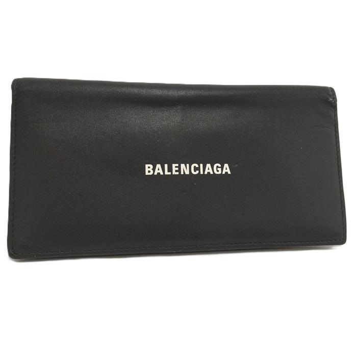 BALENCIAGA（バレンシアガ） 二つ折り長財布 ロゴ レザー ブラック