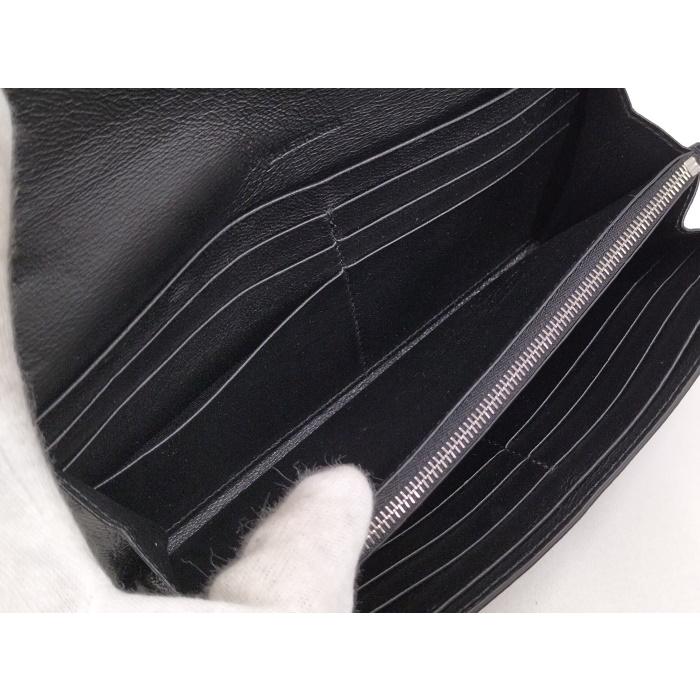 BALENCIAGA 【中古】BALENCIAGA 二つ折り長財布 レザー ブラック  