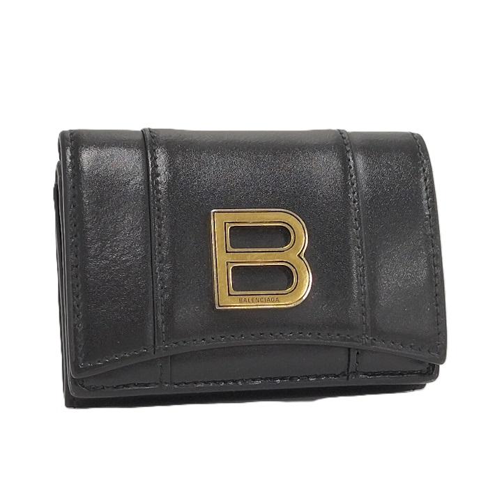 BALENCIAGA アワーグラス ブラック 三つ折り財布 BALENCIAGA（バレンシアガ） アワーグラス 三つ折り財布 レザー