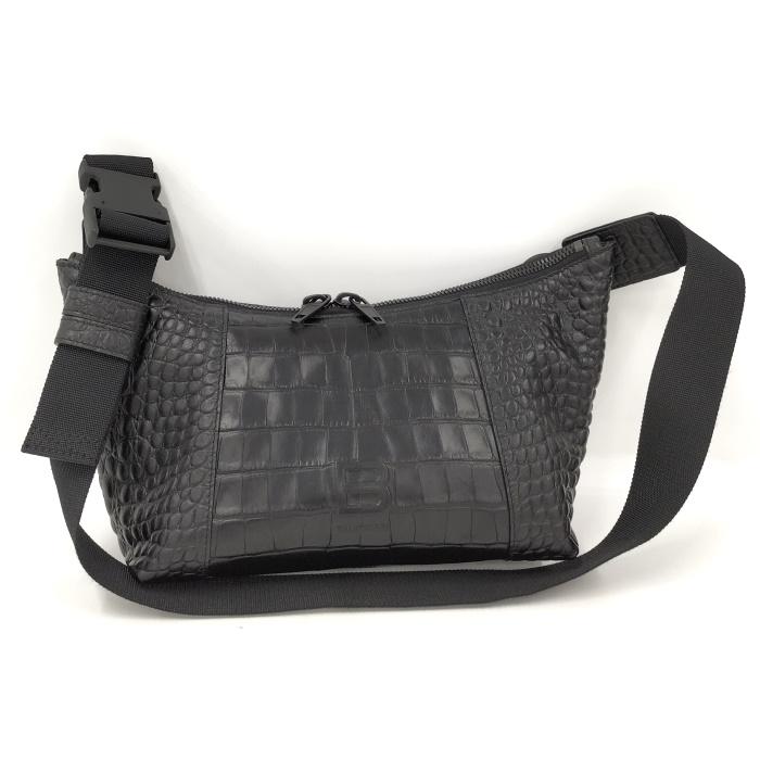 BALENCIAGA ショルダーバッグ クロコ型押し レザー ブラック BALENCIAGA ショルダーバッグ クロコ型押し レザー ブラック