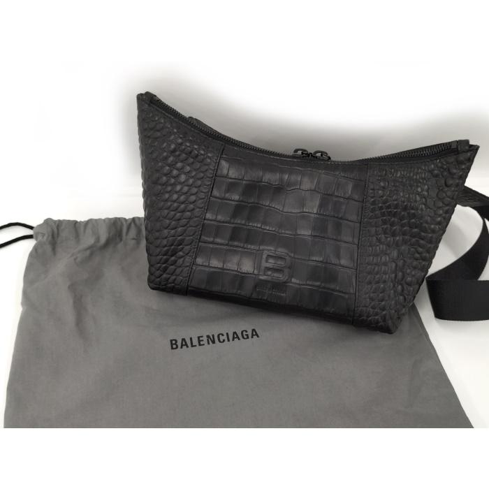 BALENCIAGA ショルダーバッグ クロコ型押し レザー ブラック BALENCIAGA ショルダーバッグ クロコ型押し レザー ブラック