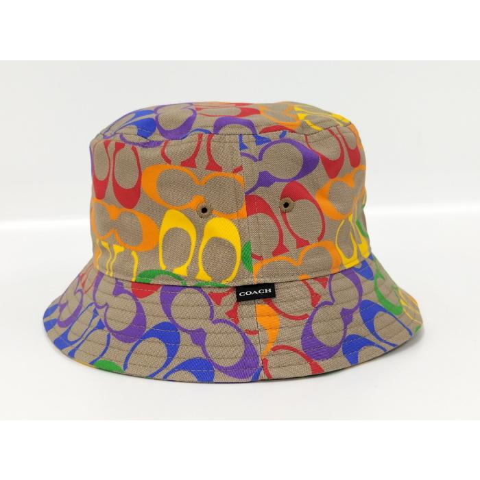 中古】COACH バケット ハット 帽子 シグネチャー コットン レインボー