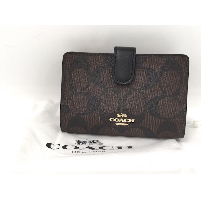 COACH 二つ折り財布 シグネチャー PVC レザー ブラウン 23553