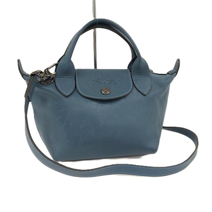 LONGCHAMP プリアージュ 2WAYハンドバッグ レザー ブルー : JJ  