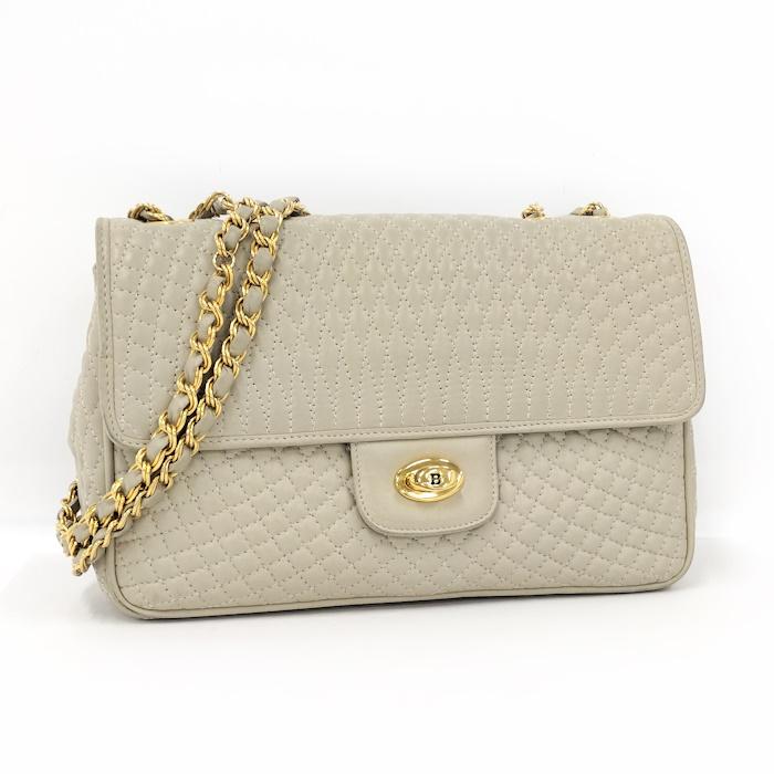 Bally 【中古】BALLY チェーン ショルダーバッグ レザー ベージュ : JJ  