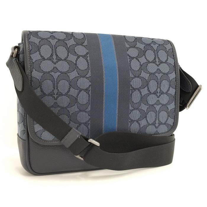 COACH 【中古】COACH ショルダーバッグ トンプソン ストライプ  
