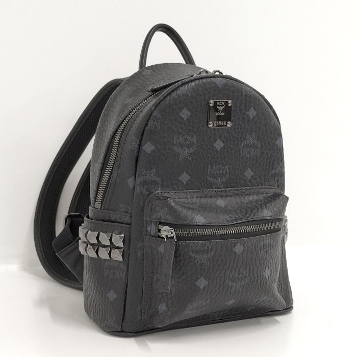 【Yu】MCM リュック ブラック サイドスタッズ MCM ヴィセトスサイドスタッズ ミニ リュックサック PVCコーティング