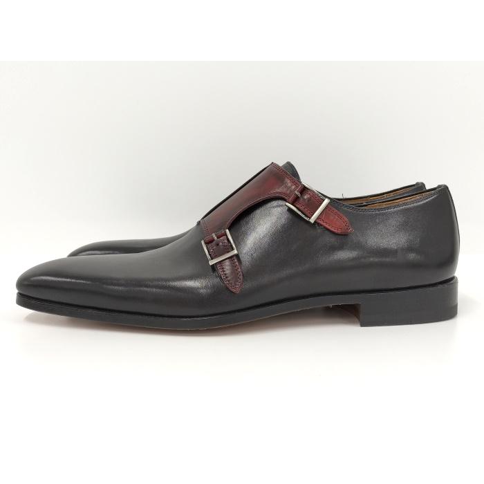 中古】MAGNANNI ダブル モンクシューズ レザー ブラック 18889
