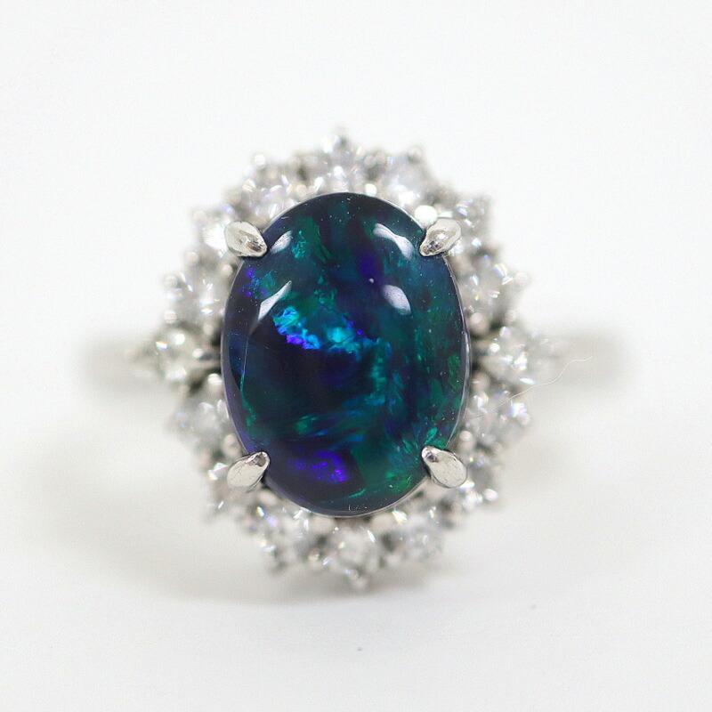 Jewelry Pt900 ブラックオパールリング B:1.90ct D:0.52ct 8g : JJ