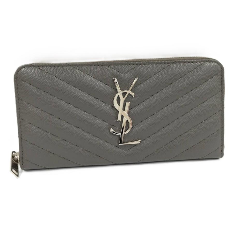 SAINT LAURENT ラウンドファスナー長財布 レザー グレー 358094 : JJ