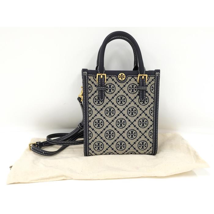 TORY BURCH（トリーバーチ） ジャガード 2WAYショルダー トートバッグ 最終！Tory Burch ジャガートートバッグ ネイビー