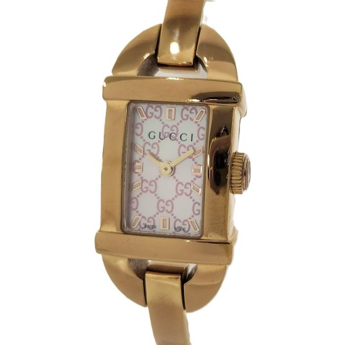 GUCCI レディース 腕時計 クォーツ SS ゴールド GP ホワイトシェル文字  