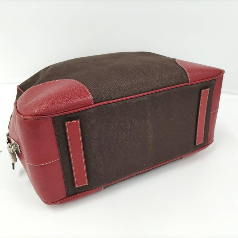 PRADA　プラダ　ボストン　ハンドバッグ　レザー　キャンバス　レッド　ブラウン PRADA（プラダ） ボストンバッグ レザー キャンバス ブラウン レッド