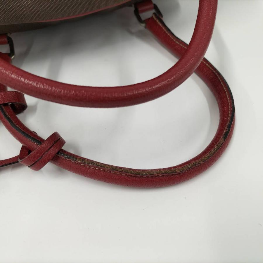 PRADA（プラダ） ボストンバッグ レザー キャンバス ブラウン レッド