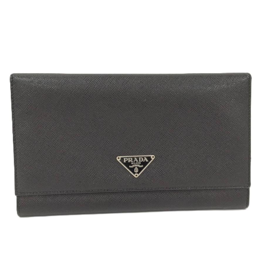 PRADA ブラック 二つ折り財布　サフィアーノレザー PRADA（プラダ） 二つ折り財布 サフィアーノレザー ブラック : JJ